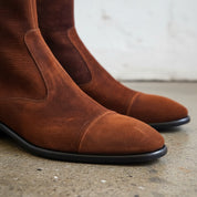 Handmade Men Brown Cap toe Ankle boots, Men side zipper classic ankle boot