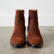 Handmade Men Brown Cap toe Ankle boots, Men side zipper classic ankle boot