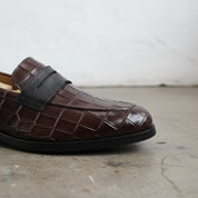 Handmade Men Brown Crocodile Moccasins Loafer, Men Alligators Formal Shoes