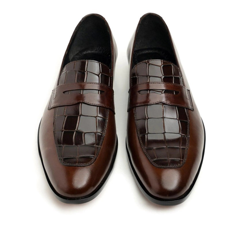 Handmade Men Brown crocodile moccasins, Men alligators shoes