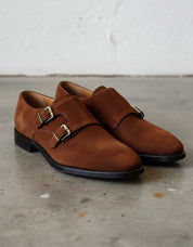 Handmade Men Brown Double Monk Shoes, Brown Dress Shoes, Shoes For Mens