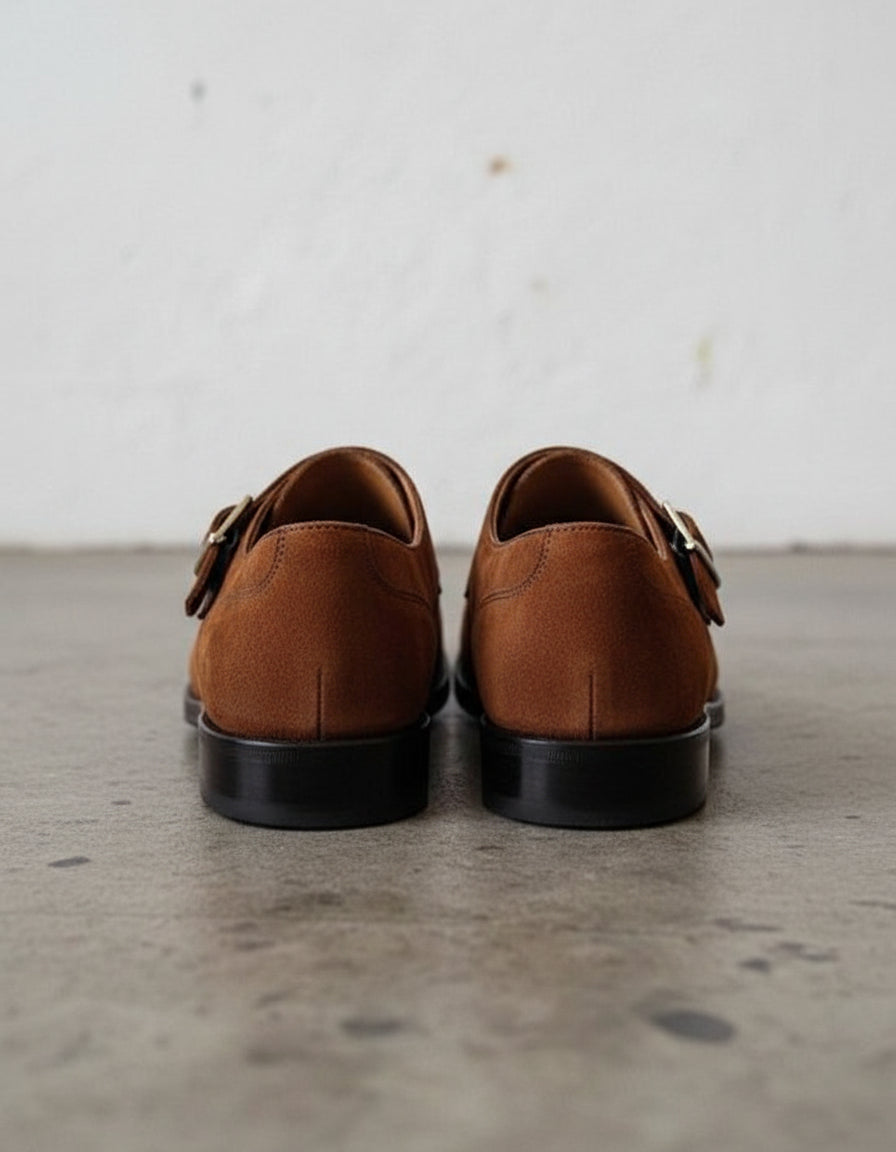 Handmade Men Brown Double Monk Shoes, Brown Dress Shoes, Shoes For Mens