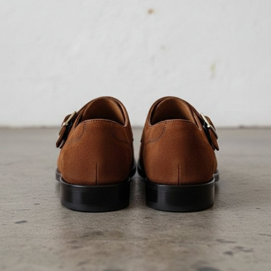 Handmade Men Brown Double Monk Shoes, Brown Dress Shoes, Shoes For Mens