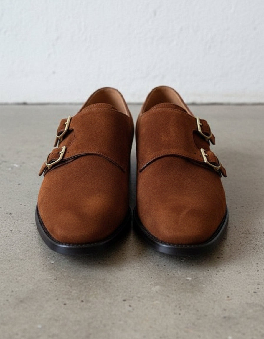 Handmade Men Brown Double Monk Shoes, Brown Dress Shoes, Shoes For Mens