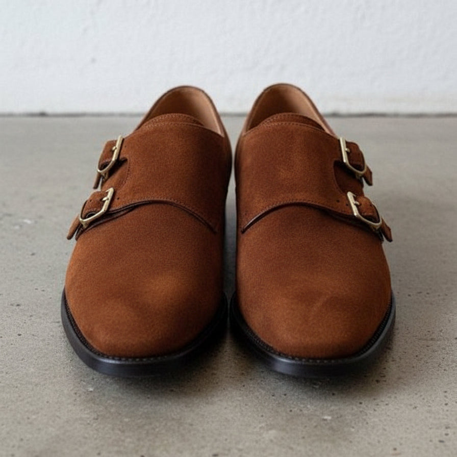 Handmade Men Brown Double Monk Shoes, Brown Dress Shoes, Shoes For Mens