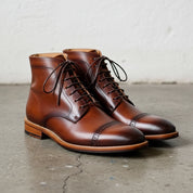 Handmade Men brown hand burnish Oxfords boot, brown lace up ankle boots