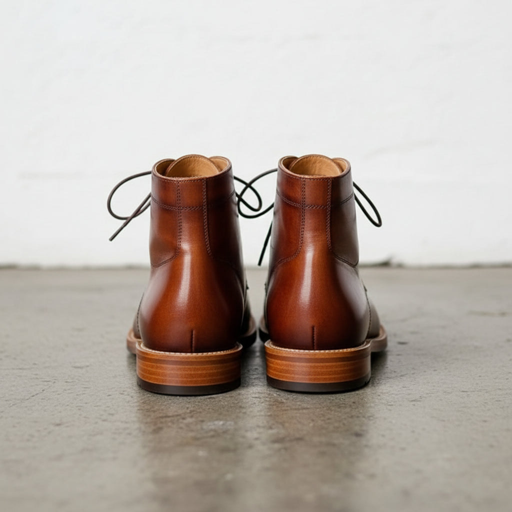 Men's Brown Lace-Up Oxford Ankle Boots | Dress Leather Boots US 10 / Brown / D - Standard Men's Brown Lace-Up Oxford Ankle Boots | Dress Leather Boots US 10 / Brown / D - Standard