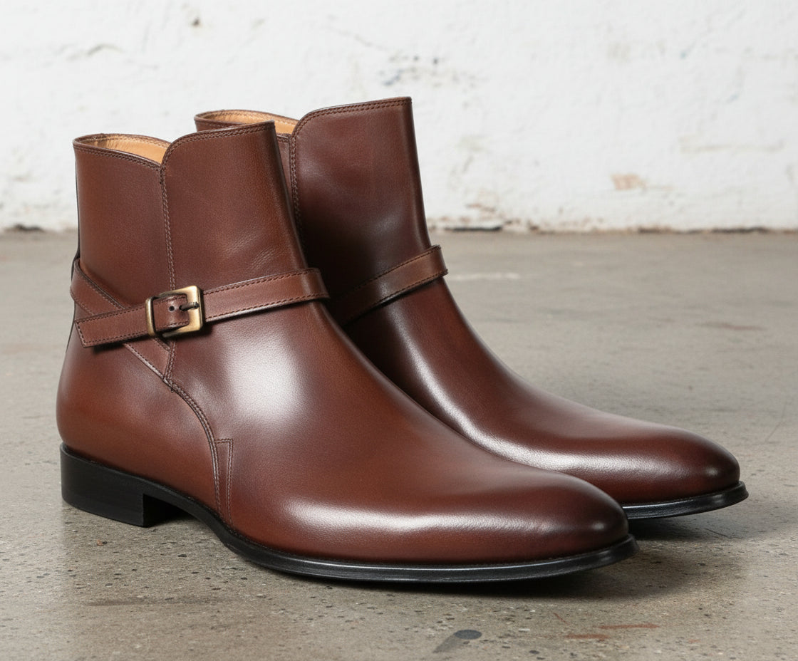 Handmade Men Brown Jodhpurs Boots, Ankle Leather Boots, Boots For