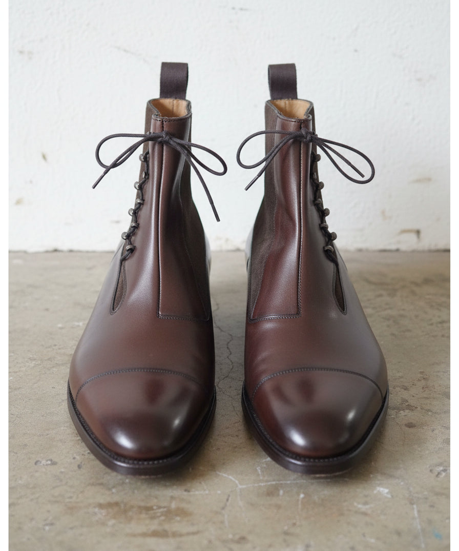 Handmade Men Brown Lace Up Ankle Boots, Mens Fashion Cap Toe Ankle Boots