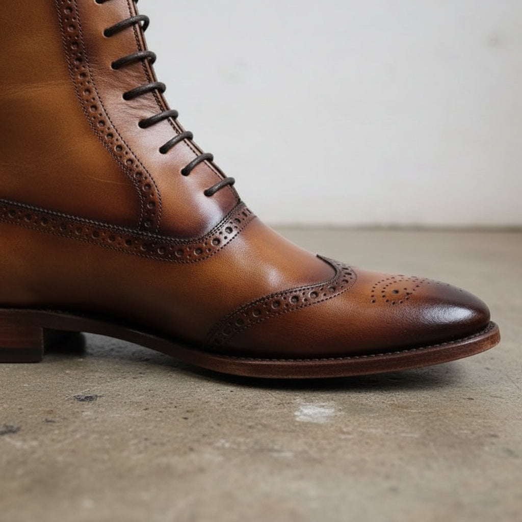 Handmade Men Brown Lace Up Leather Boot, Brown Ankle Boot, Mens Boots