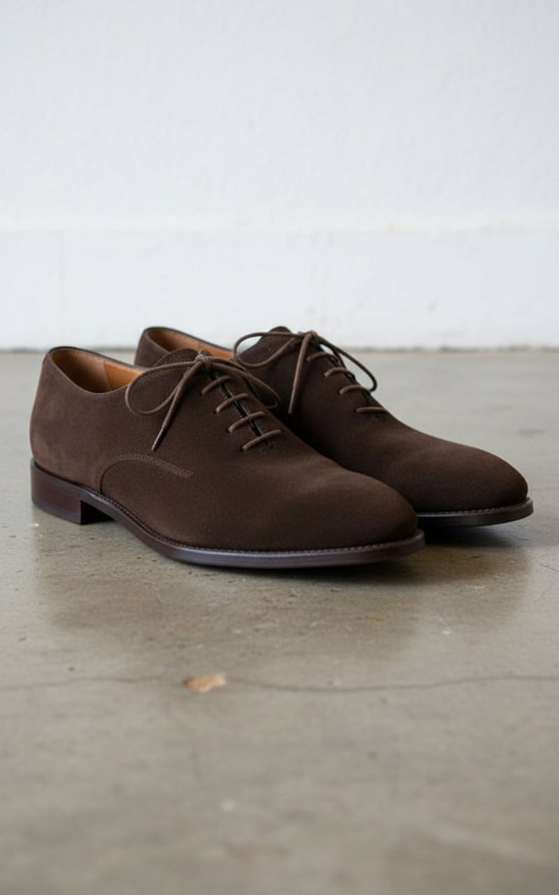 Handmade Men Brown Lace up shoes, Men Oxford Dress Shoes, Classic shoes - angle-view-showing-depth