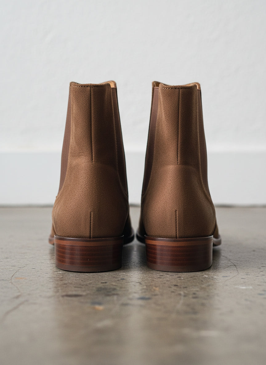 Handmade Men Brown Suede Ankle High Zipper Casual Boots, Ankle Boots - back-view