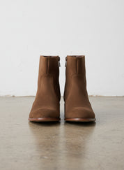 Handmade Men Brown Suede Ankle High Zipper Casual Boots, Ankle Boots - front-view