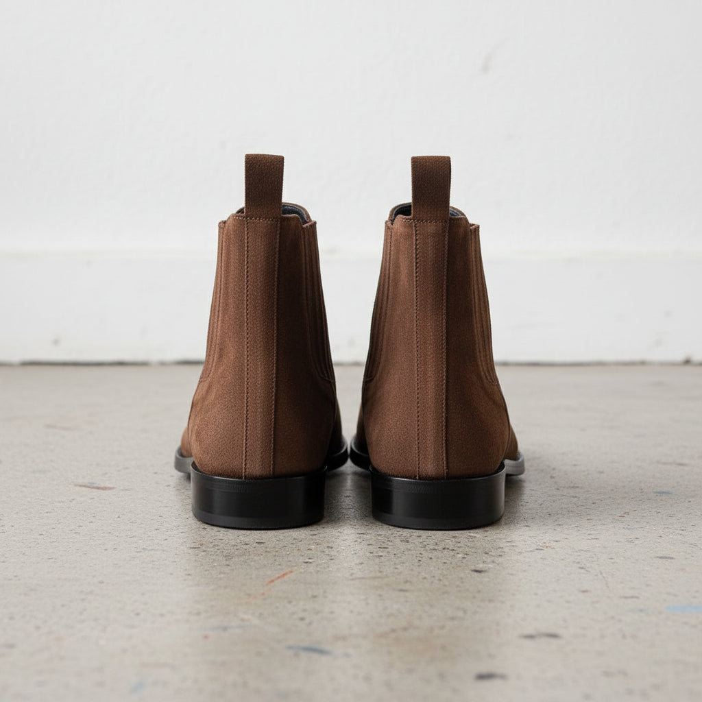 Handmade Men Brown suede Chelsea boots, Men suede ankle boot, chelsea boots - back-view