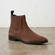 Handmade Men Brown suede Chelsea boots, Men suede ankle boot, chelsea boots - detail-view-showing-texture