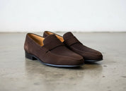 Handmade Men brown suede moccasins loafer, Brown suede dress shoes