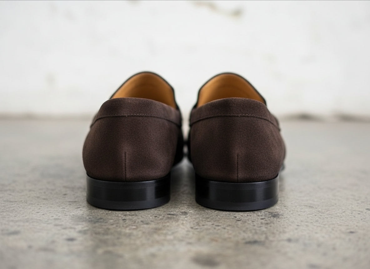 Handmade Men brown suede moccasins loafer, Brown suede dress shoes