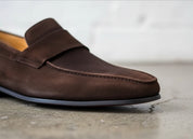 Handmade Men brown suede moccasins loafer, Brown suede dress shoes