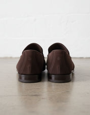 Handmade Men Brown suede moccasins Men Brown dress shoes - back-view