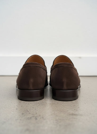 Handmade Light Brown Suede Moccasins, Men Formal Stripe Slip Ons Dress Shoes main image 1
