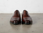 Handmade Men brown wingtip brogue shoes, Mens fashion dress shoes - front-view