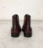 Handmade Men burgundy crocodile boots, Men alligators boot, Men zipper boot - back-view