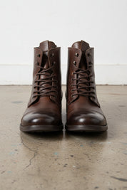 Handmade Men Cap Toe Ankle Lace Up Dark Brown Leather Boots, Boots For - front-view