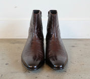 Handmade Men classic Alligators boots, Men brown side zipper crocodile boot