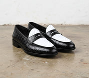 Handmade Men crocodile moccasins loafer, Men Two tone alligators shoes - angle-view-showing-depth