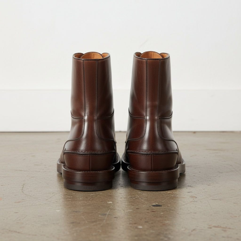 Handmade Men Dark Brown Lace Up Ankle Boot, Mens Boot, Welted Sole Boot - back-view