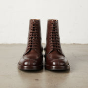 Handmade Men Dark Brown Lace Up Ankle Boot, Mens Boot, Welted Sole Boot - front-view