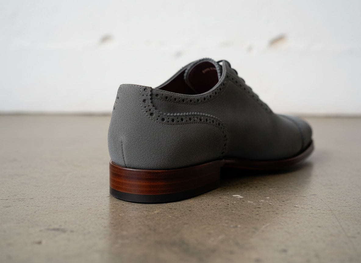 Handmade Men Dark Gray Oxford Shoes, Suede Leather Shoes, Shoes - detail-view-showing-texture