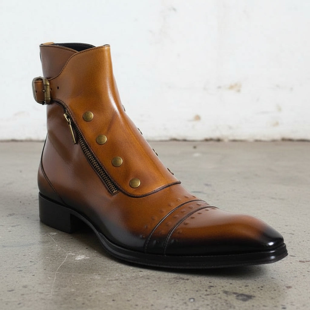 mens brown dress boots with zipper Midtown Plain Toe Zipper Boot Men's Dress Shoes