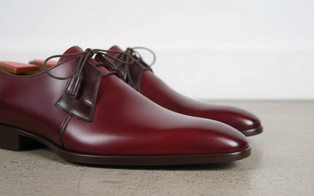 Handmade Men Derby Shoes, Burgundy Color Dress Shoes, Formal Shoes US 9.5 / Burgundy / B - Narrow Handmade Men Derby Shoes, Burgundy Color Dress Shoes, Formal Shoes US 9.5 / Burgundy / B - Narrow