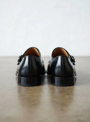 Handmade Men double buckle dress shoes, Men black monk shoes, Shoes for men - back-view