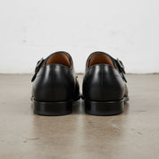 Handmade Men Formal Leather Shoes, Black Monk Shoes, Dress Shoes - back-view