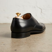 Handmade Men Formal Leather Shoes, Black Monk Shoes, Dress Shoes - detail-view-showing-texture