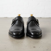 Handmade Men Formal Leather Shoes, Black Monk Shoes, Dress Shoes - front-view