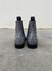 Handmade Men Gray crocodile boots, Men alligators boot, Men Chelsea boots - back-view