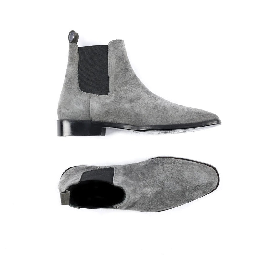 Handmade Men Gray suede Chelsea boots, Men suede ankle boot, chelsea b ...