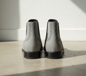 Handmade Men Gray suede leather chelsea boots, Mens wingtip brogue boots - back-view