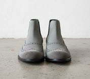 Handmade Men Gray suede leather chelsea boots, Mens wingtip brogue boots - front-view