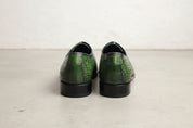 Handmade Men green crocodile shoes, Men Alligators shoes, Men dress shoes - back-view