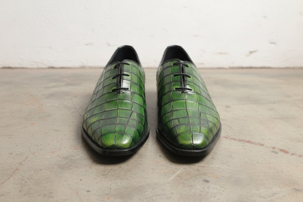 Men's Handmade Green Crocodile Leather Dress Shoes – Rebels Market