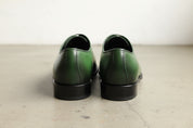Handmade Men green leather dress shoes, Men pointed toe lace up shoes - back-view