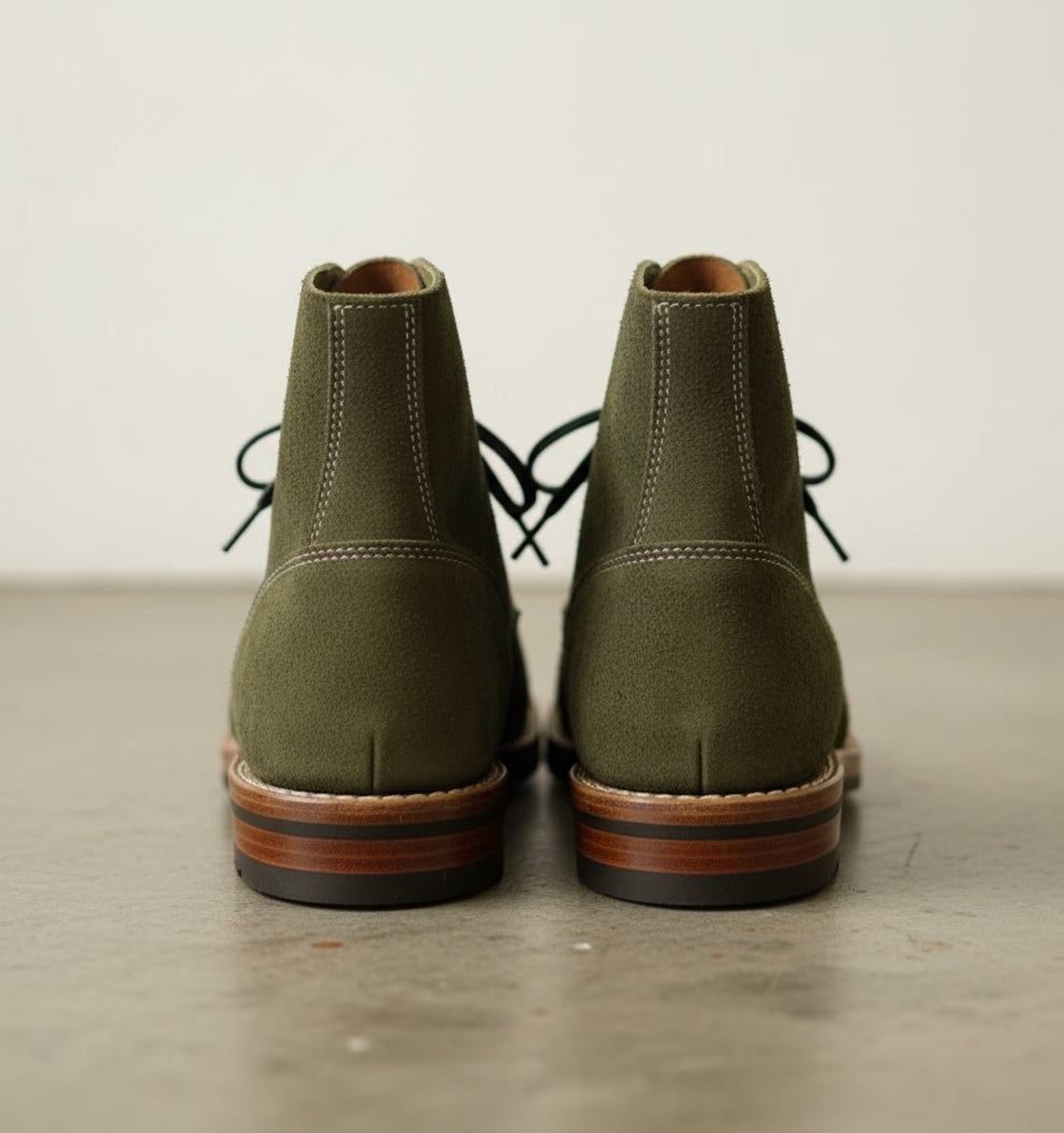 Handmade Men Hunter green Suede Lace up ankle boots, Men green casual boots - back-view