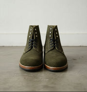 Handmade Men Hunter green Suede Lace up ankle boots, Men green casual boots - front-view