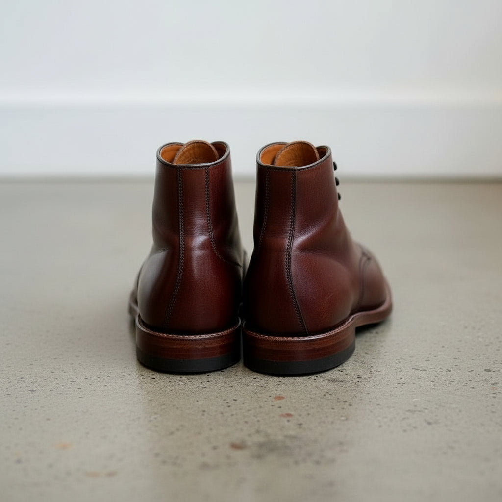 Handmade men maroon Lace up ankle dress boots Men maroon classic ankle boot - angle-view-showing-depth - back-view