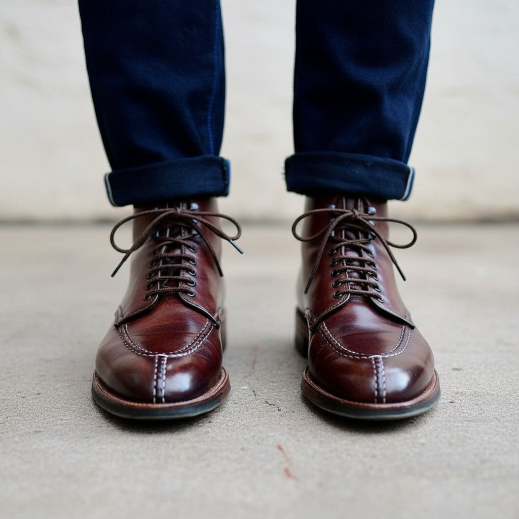 Handmade men maroon Lace up ankle dress boots Men maroon classic ankle boot - front-view