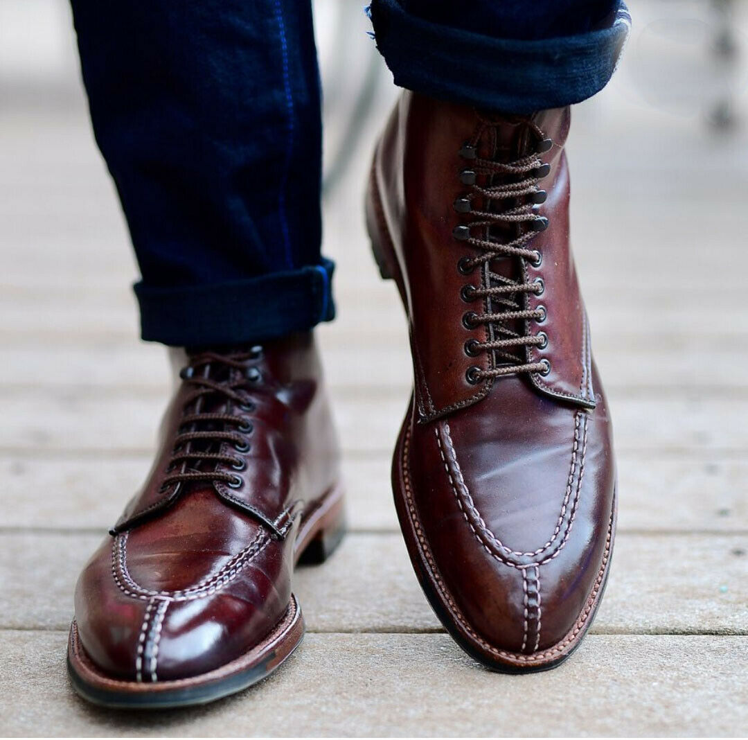 Maroon Split-Toe Lace-Up Ankle Dress Boots for Men|Handmade Leather Boots US 14 / Maroon Maroon Split-Toe Lace-Up Ankle Dress Boots for Men|Handmade Leather Boots US 14 / Maroon